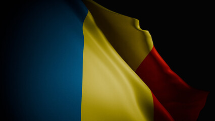 realistic 3D render of the Romanian flag waving