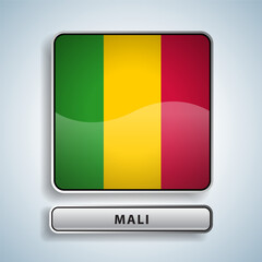 Mali flag square button Isolated on color gradient background. Exclusive Icon flag