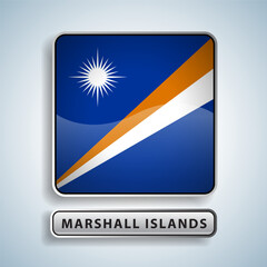 Fototapeta premium Marshall Islands flag square button Isolated on color gradient background. Exclusive Icon flag
