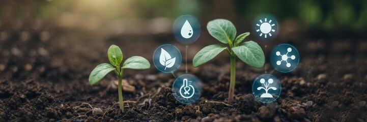 Sustainable agriculture growth overlaid with care factors.