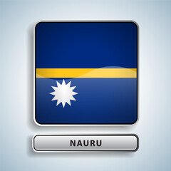 Obraz premium Nauru flag square button Isolated on color gradient background. Exclusive Icon flag