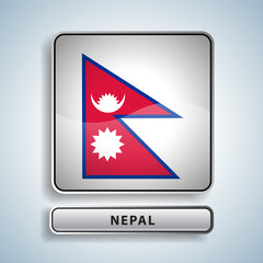 Nepal flag square button Isolated on color gradient background. Exclusive Icon flag