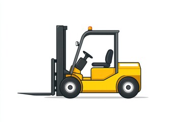 Yellow Forklift Truck isolated on white. Forklift . Construction Vehicle. Industrial Forklift Machine. Heavy Forklift Truck on white. Forklift Truck isolated on white. Logistic and Cargo Concept.	