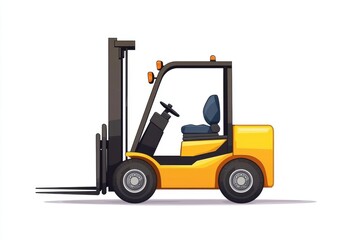 Yellow Forklift Truck isolated on white. Forklift . Construction Vehicle. Industrial Forklift Machine. Heavy Forklift Truck on white. Forklift Truck isolated on white. Logistic and Cargo Concept.	