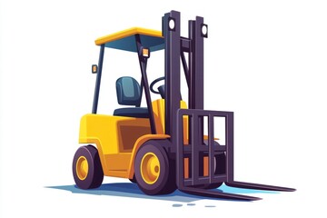 Yellow Forklift Truck isolated on white. Forklift . Construction Vehicle. Industrial Forklift Machine. Heavy Forklift Truck on white. Forklift Truck isolated on white. Logistic and Cargo Concept.	