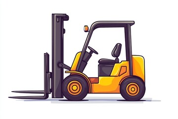 Fototapeta premium Yellow Forklift Truck isolated on white. Forklift . Construction Vehicle. Industrial Forklift Machine. Heavy Forklift Truck on white. Forklift Truck isolated on white. Logistic and Cargo Concept. 