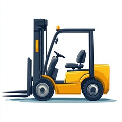 Yellow Forklift Truck isolated on white. Forklift . Construction Vehicle. Industrial Forklift Machine. Heavy Forklift Truck on white. Forklift Truck isolated on white. Logistic and Cargo Concept.	