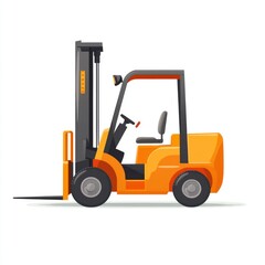 Yellow Forklift Truck isolated on white. Forklift . Construction Vehicle. Industrial Forklift Machine. Heavy Forklift Truck on white. Forklift Truck isolated on white. Logistic and Cargo Concept.	