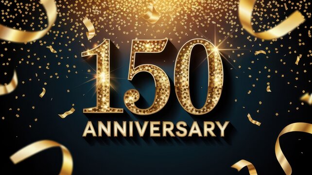Gold anniversary celebration design with a number 150.
