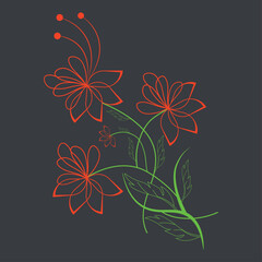 An illustration of a vectors different type of  flowers in continuous line art drawing style.