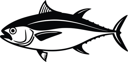 An elegant tuna fish icon set against a clean white background.