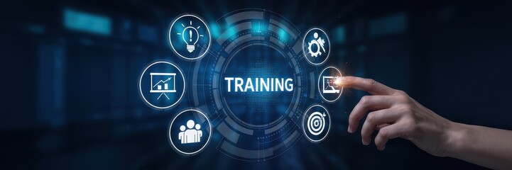 Obraz premium Interactive digital interface showcasing professional training