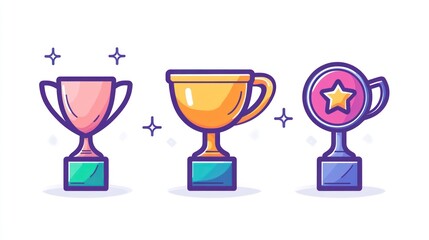 Fototapeta premium Colorful trophy icons