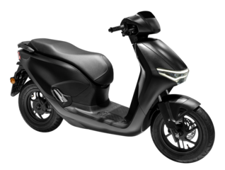 Side view black electric motorcycle