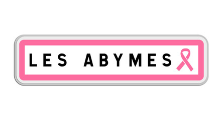 Panneau de sortie des Abymes, Guadeloupe, Outre-mer avec Ruban Octobre Rose