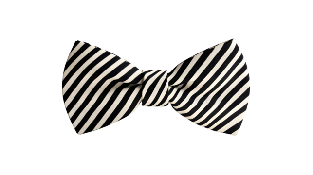 Black and white striped bow tie