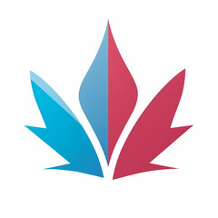 Obraz premium Abstract maple leaf logo design in red and blue tones, modern vector emblem suitable for Canadian branding, identity, minimal style graphics, or patriotic projects