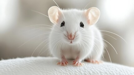 Adorable White Mouse Portrait