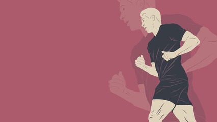 Illustration of a fit man jogging with shadow, captured in motion against a clean background. Perfect for fitness, health, and motivation-related designs.	
