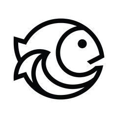 Stylish Black Line Art Fish Logo Design, Elegant Black Line Fish Design for Branding