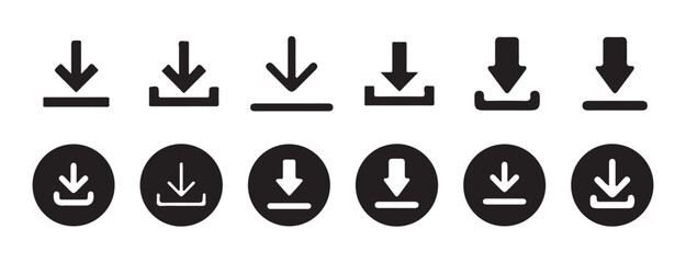 Download icon set. download sign and symbol.. Files download and upload icons symbol in line and flat style on white background. Vector Eps 10