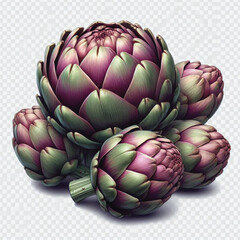 Fototapeta premium Fresh Artichoke Isolated on White Background with Transparent Effect 