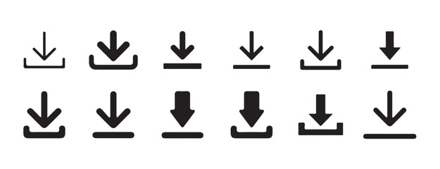 Download icon set. download sign and symbol.. Files download and upload icons symbol in line and flat style on white background. Vector Eps 10