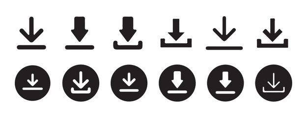 Download icon set. download sign and symbol.. Files download and upload icons symbol in line and flat style on white background. Vector Eps 10