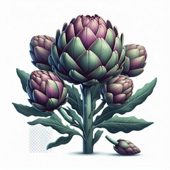 Fototapeta premium Fresh Artichoke Isolated on White Background with Transparent Effect 