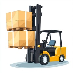 Forklift Truck isolated on white. Forklift . Construction Vehicle. Industrial Forklift Machine. Heavy Forklift Truck on white. Forklift Truck isolated on white. Logistic and Cargo Concept.	