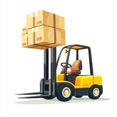 Naklejka premium Forklift Truck isolated on white. Forklift . Construction Vehicle. Industrial Forklift Machine. Heavy Forklift Truck on white. Forklift Truck isolated on white. Logistic and Cargo Concept. 