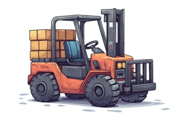 Forklift Truck isolated on white. Forklift . Construction Vehicle. Industrial Forklift Machine. Heavy Forklift Truck on white. Forklift Truck isolated on white. Logistic and Cargo Concept.	