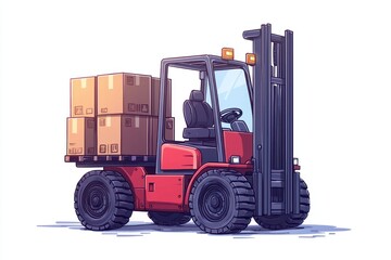 Forklift Truck isolated on white. Forklift . Construction Vehicle. Industrial Forklift Machine. Heavy Forklift Truck on white. Forklift Truck isolated on white. Logistic and Cargo Concept.	
