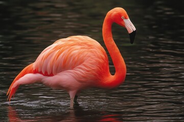 Elegant Chilean Flamingo: Vibrant Pink Wading Bird Gracefully Roaming in Serene Waters
