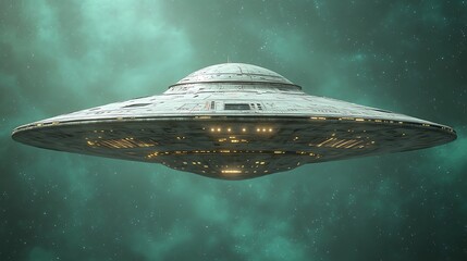 Futuristic spaceship in nebula