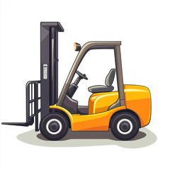 Yellow Forklift Truck isolated on white. Forklift . Construction Vehicle. Industrial Forklift Machine. Heavy Forklift Truck on white. Forklift Truck isolated on white. Logistic and Cargo Concept.	