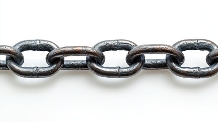 Obraz premium Dark metal chain links against white background