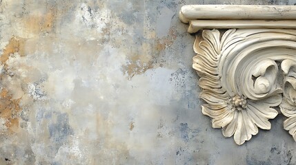Ornate plaster detail on wall.