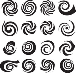 Various Abstract Design Elements – Set of Swirling Circle Designs for Creative Projects.