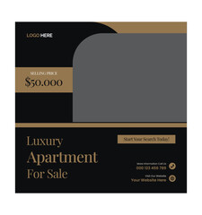 Luxury Apartment for Sale Social Media Post. Modern Apartment for Sale Social Media Template