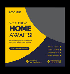 Luxury Apartment for Sale Social Media Post. Modern Apartment for Sale Social Media Template