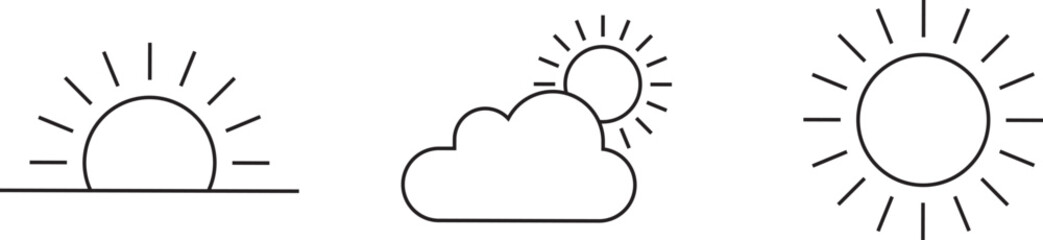 Sun and sunrise icon collection.