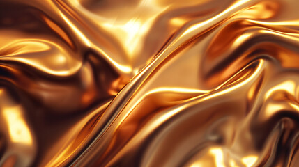 Luxury shiny gold texture background with smooth gradient, featuring curvy, wavy fabric flow, ideal for elegant wallpaper.

