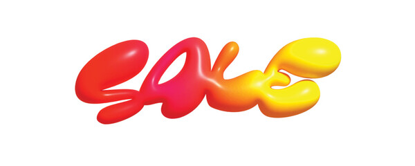 Glossy vibrant Save 3D lettering in red yellow gradient. Perfect for promo banners, discount sales ads, ecommerce visuals, marketing campaigns. Vector illustration