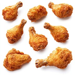 Photo of Collection of fried chicken Isolated on white background