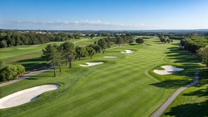 Aerial View of a Lush Golf Course on a Sunny Day