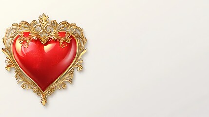 Ornate Red Heart with Gold Frame. (1)