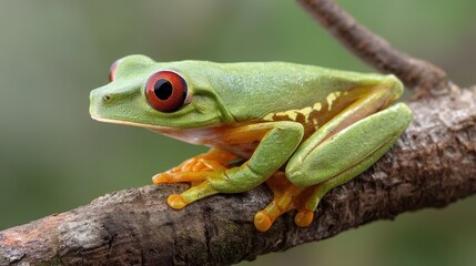 Obraz premium Vivid Green Agalychnis Callidryas: Captivating Monkey Frog Amidst Nature's Canopy
