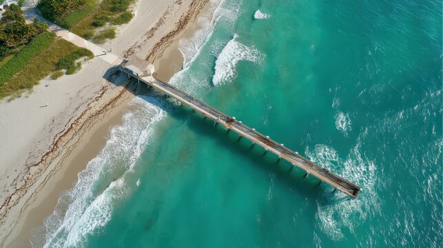 Stunning Aerial View of Juno Beach Pier: A Colorful Coastal Destination in Florida