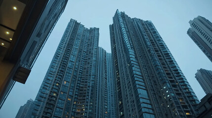 Fototapeta premium CCTV cameras in tall-building cities. lens's selective focus. Background in security job is applicable. Selective focus and animation on the lens.